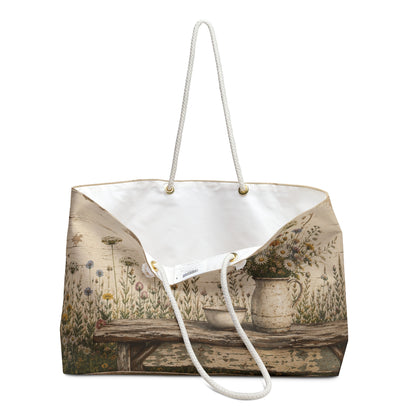 Wildflower Pottery Travel Bag | Cottage Garden Overnight Tote