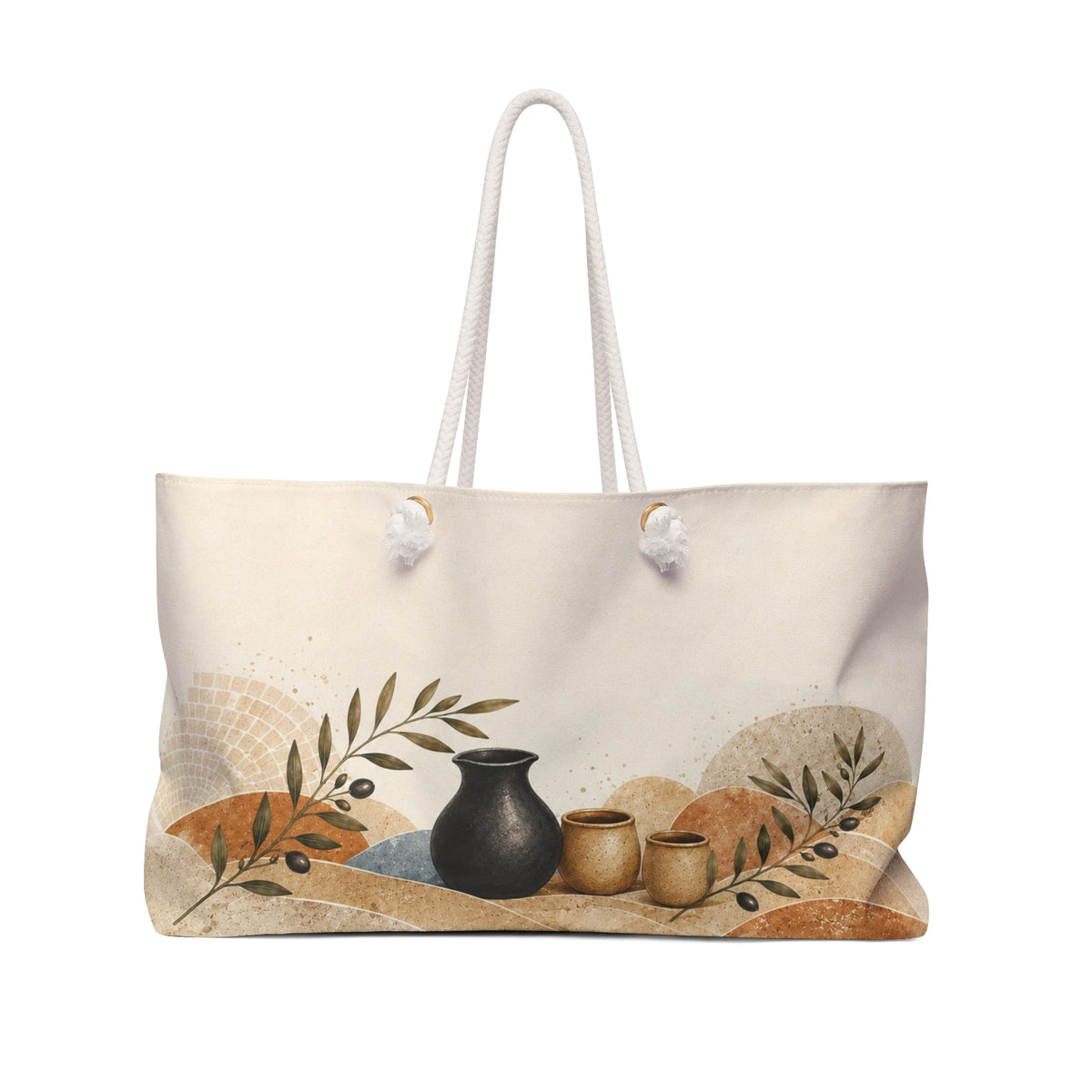 Modern Pottery Travel Bag | Mediterranean Mosaic Overnight Tote