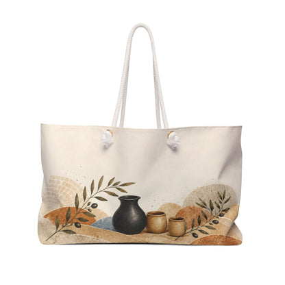 Modern Pottery Travel Bag | Mediterranean Mosaic Overnight Tote